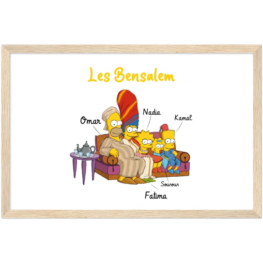 Cadeau personnalisé Famille Marocaine Cartoon tableau en