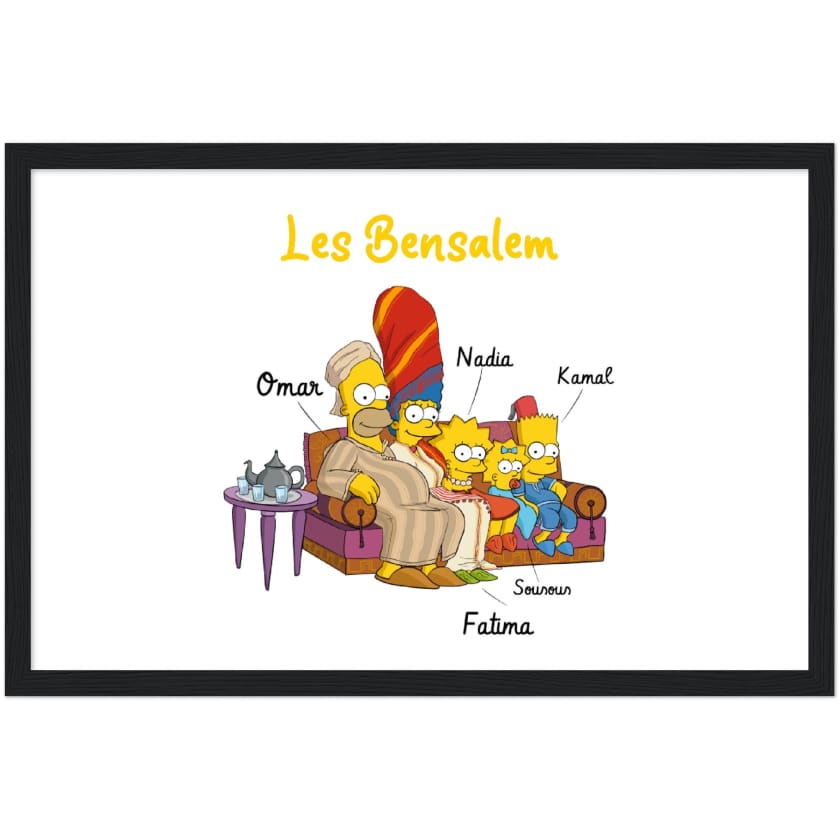 Cadeau personnalisé Famille Marocaine Cartoon tableau en