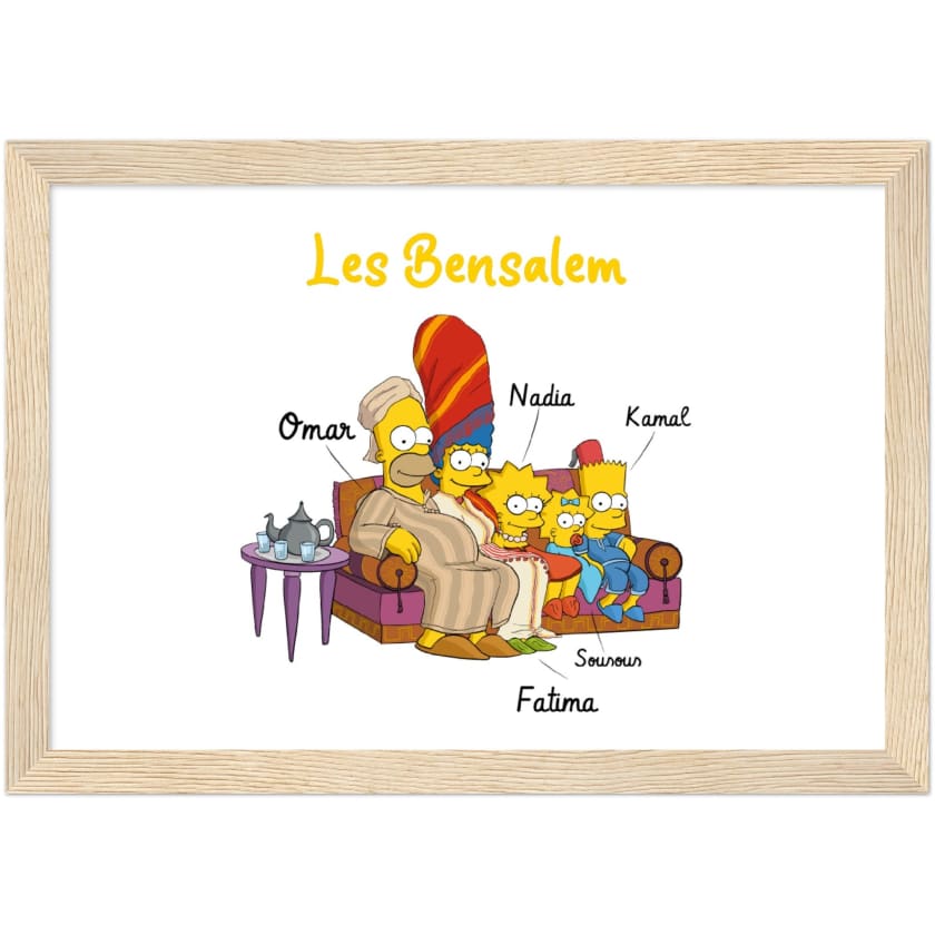 Cadeau personnalisé Famille Marocaine Cartoon tableau en