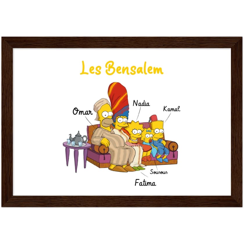 Cadeau personnalisé Famille Marocaine Cartoon tableau en