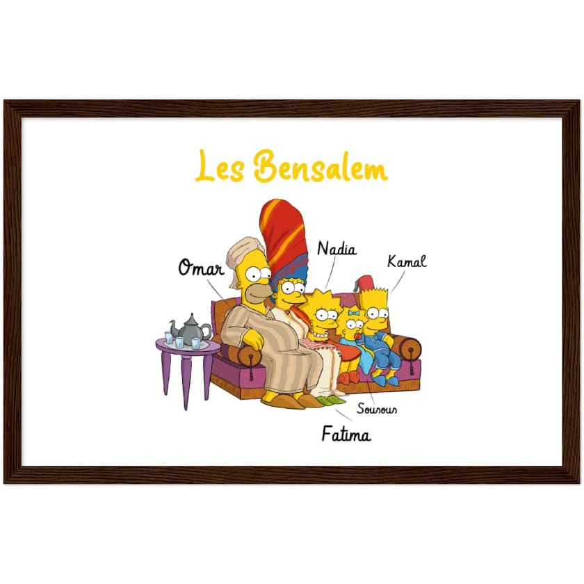 Cadeau personnalisé Famille Marocaine Cartoon tableau en