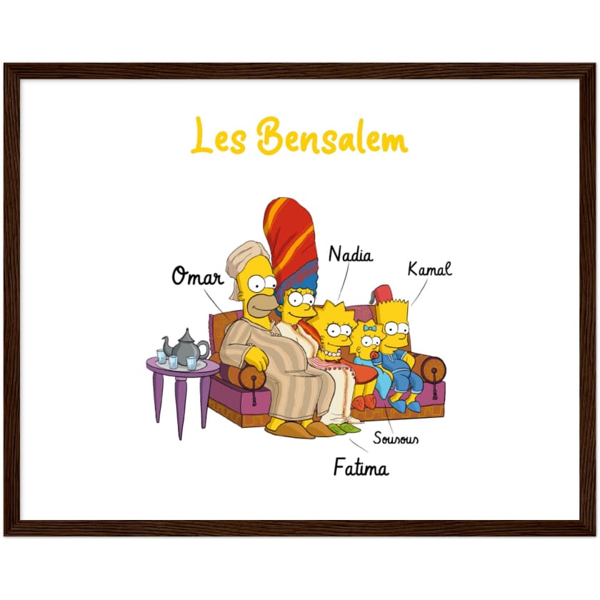 Cadeau personnalisé Famille Marocaine Cartoon tableau en
