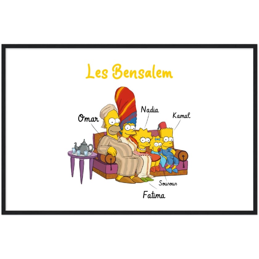 Cadeau personnalisé Famille Marocaine Cartoon tableau en