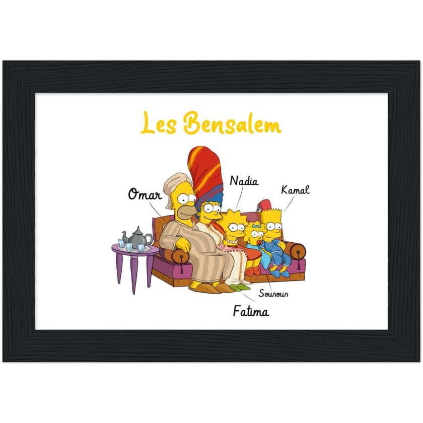 Cadeau personnalisé Famille Marocaine Cartoon tableau en