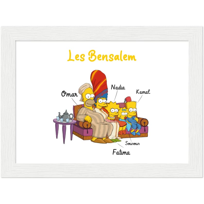Cadeau personnalisé Famille Marocaine Cartoon tableau en