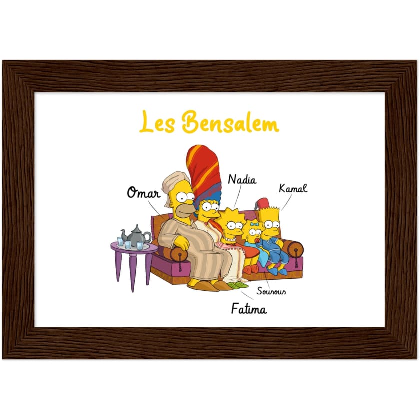 Cadeau personnalisé Famille Marocaine Cartoon tableau en