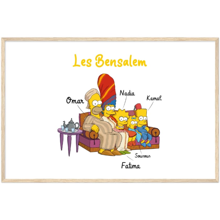 Cadeau personnalisé Famille Marocaine Cartoon tableau en