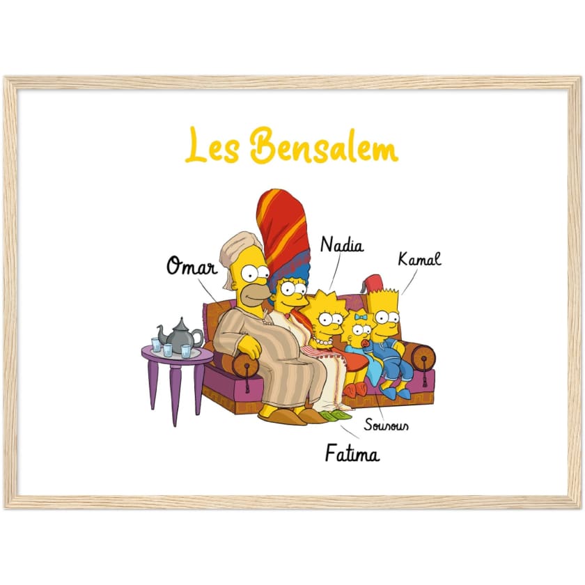 Cadeau personnalisé Famille Marocaine Cartoon tableau en