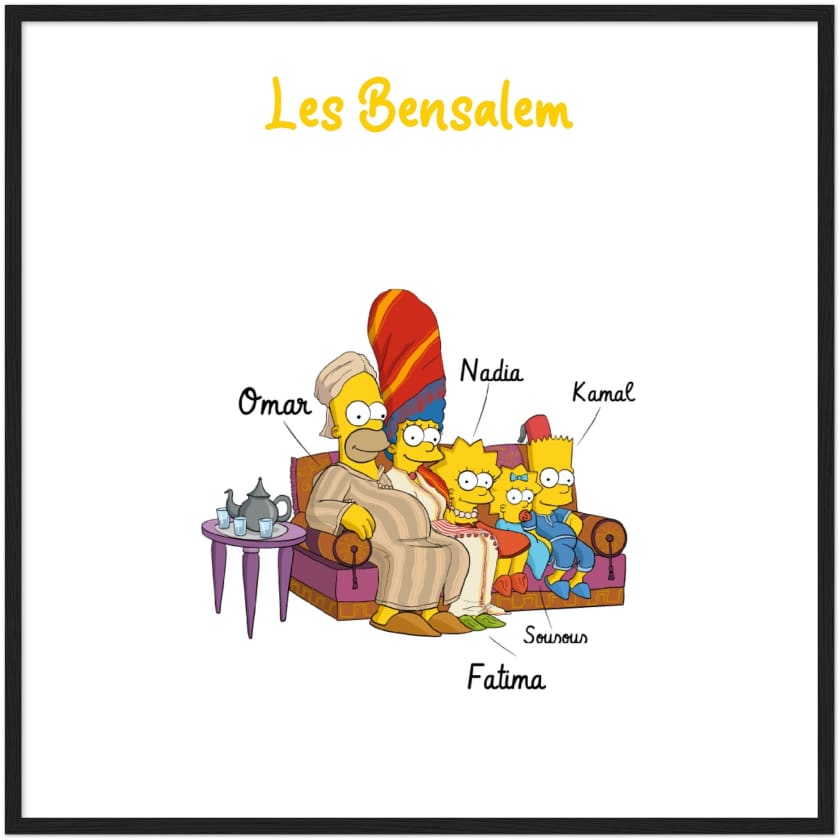 Cadeau personnalisé Famille Marocaine Cartoon tableau en