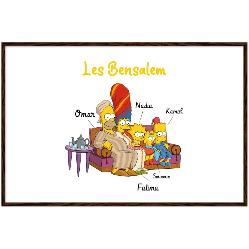 Cadeau personnalisé Famille Marocaine Cartoon tableau en