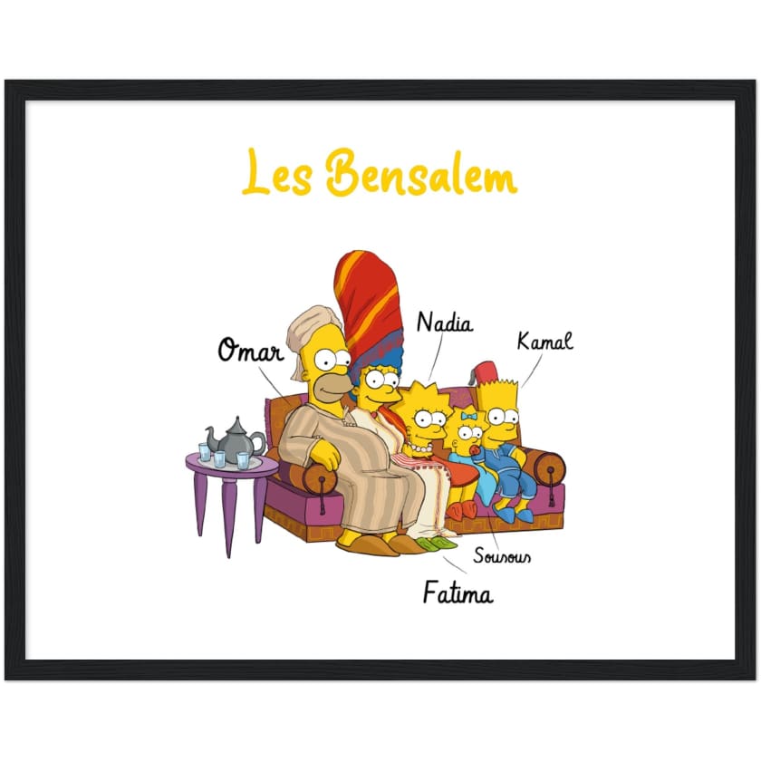 Cadeau personnalisé Famille Marocaine Cartoon tableau en