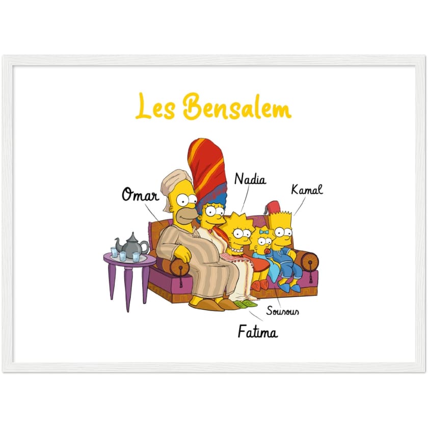 Cadeau personnalisé Famille Marocaine Cartoon tableau en