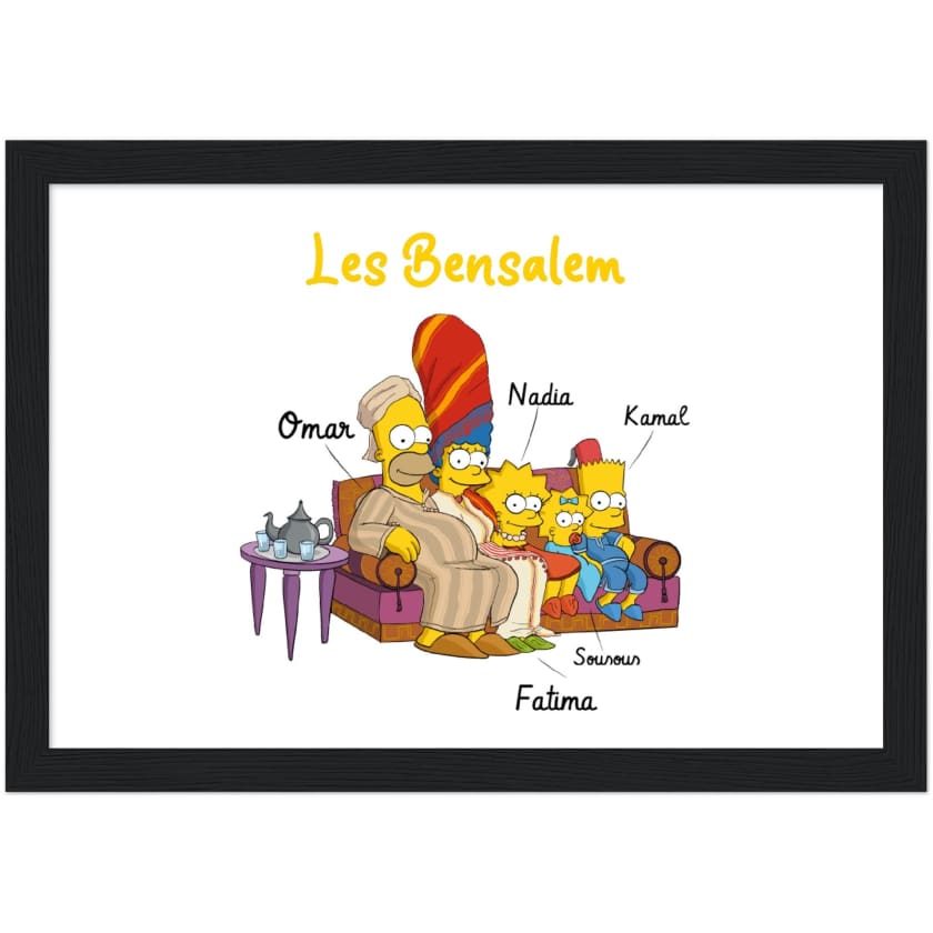 Cadeau personnalisé Famille Marocaine Cartoon tableau en