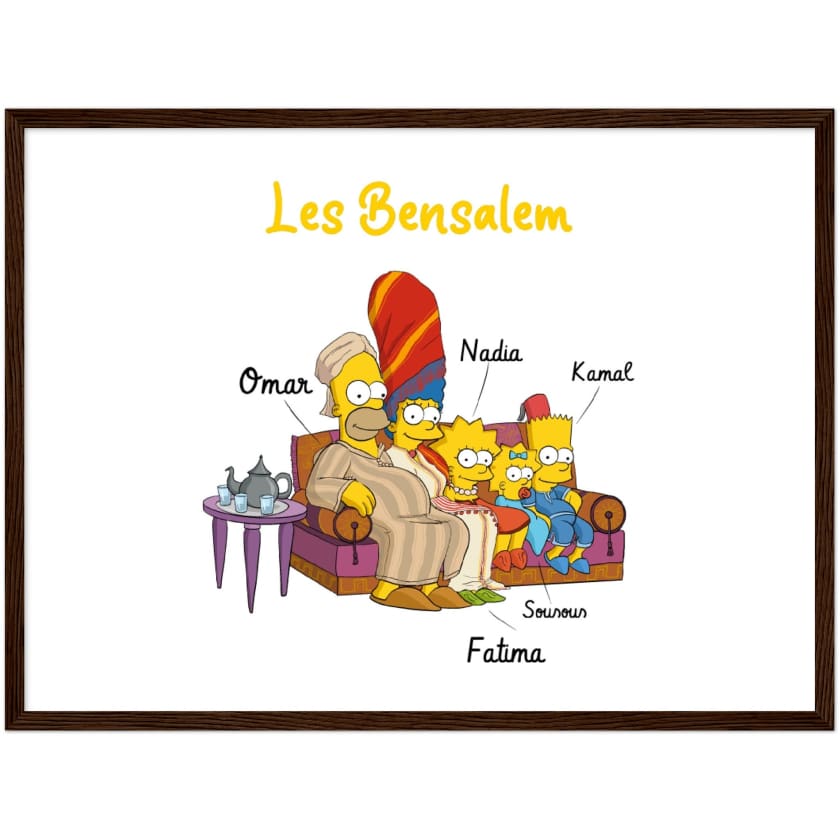 Cadeau personnalisé Famille Marocaine Cartoon tableau en