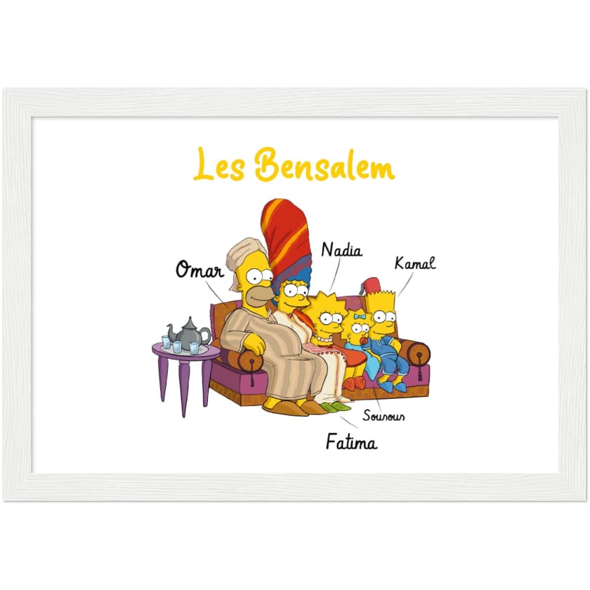 Cadeau personnalisé Famille Marocaine Cartoon tableau en