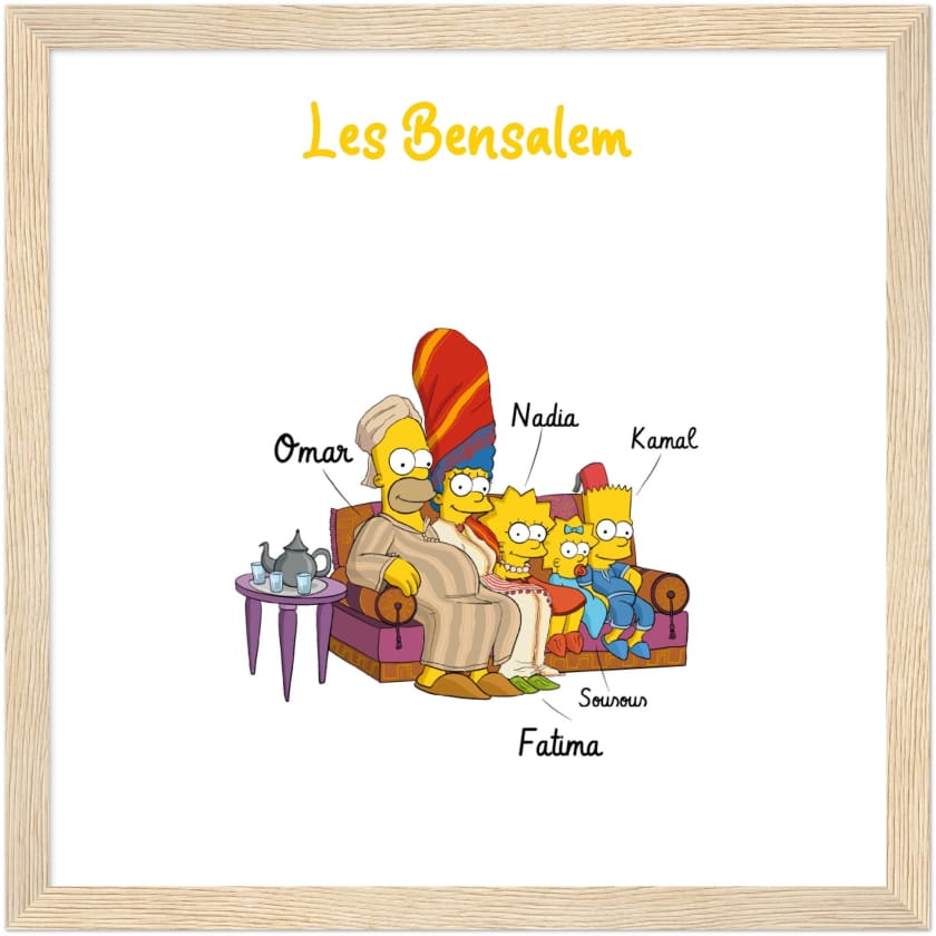 Cadeau personnalisé Famille Marocaine Cartoon tableau en
