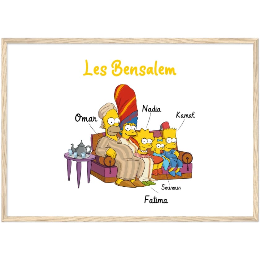 Cadeau personnalisé Famille Marocaine Cartoon tableau en