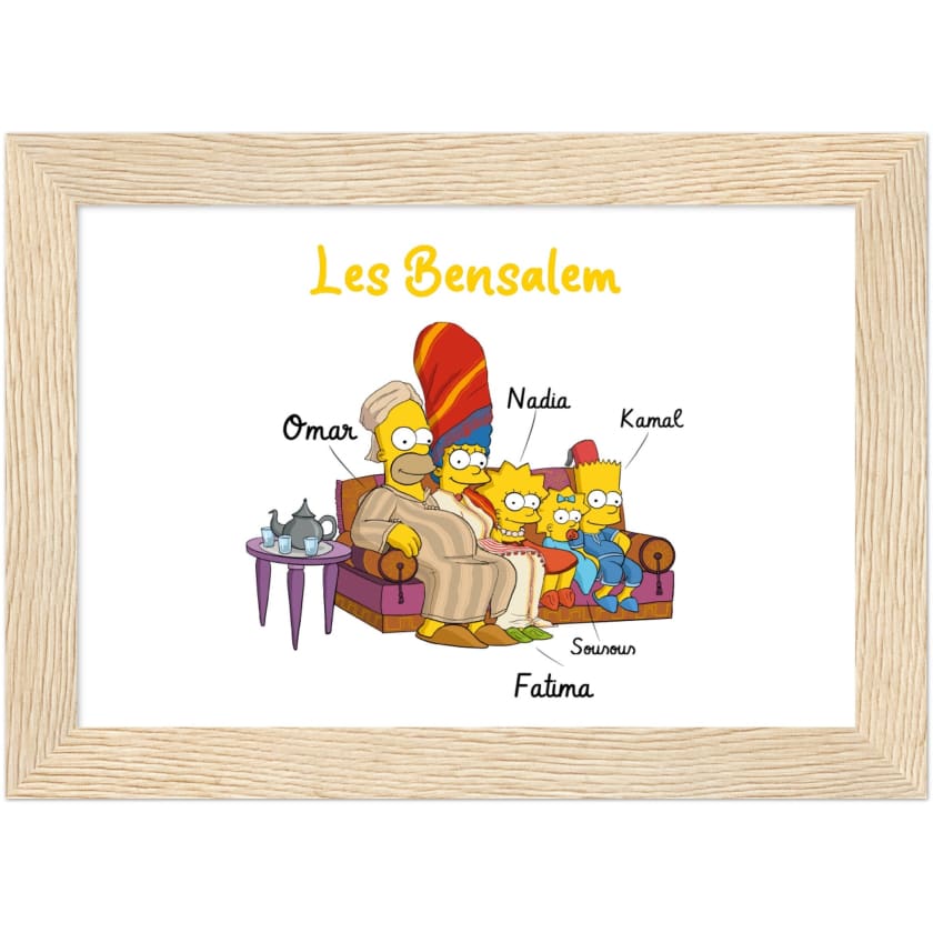 Cadeau personnalisé Famille Marocaine Cartoon tableau en