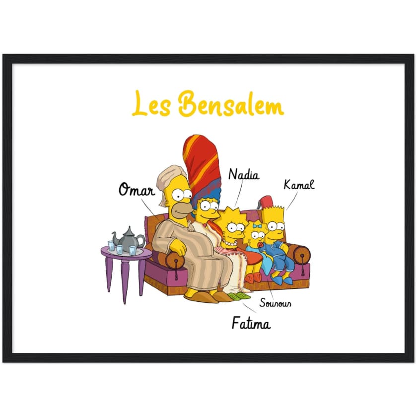 Cadeau personnalisé Famille Marocaine Cartoon tableau en