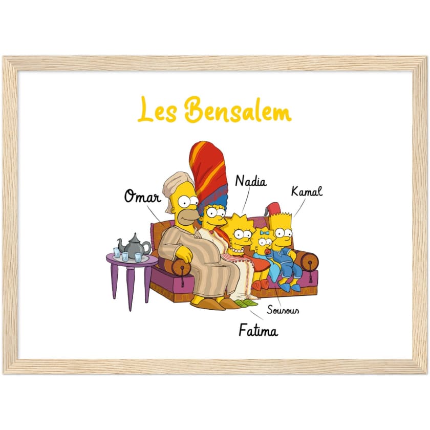 Cadeau personnalisé Famille Marocaine Cartoon tableau en