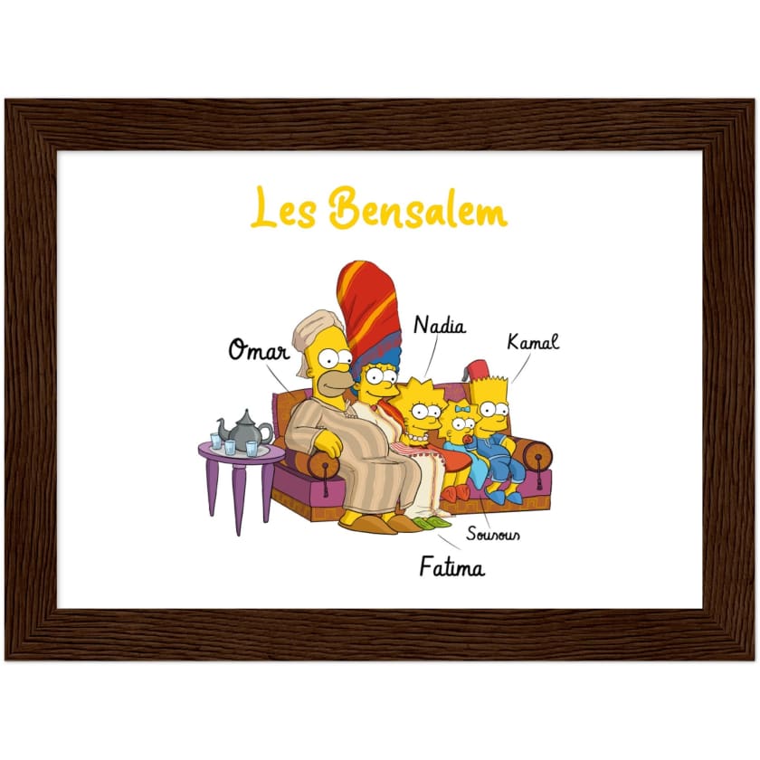Cadeau personnalisé Famille Marocaine Cartoon tableau en
