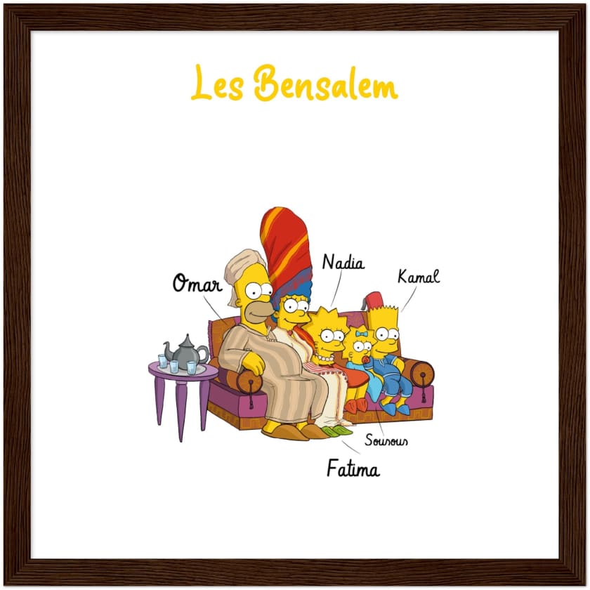 Cadeau personnalisé Famille Marocaine Cartoon tableau en