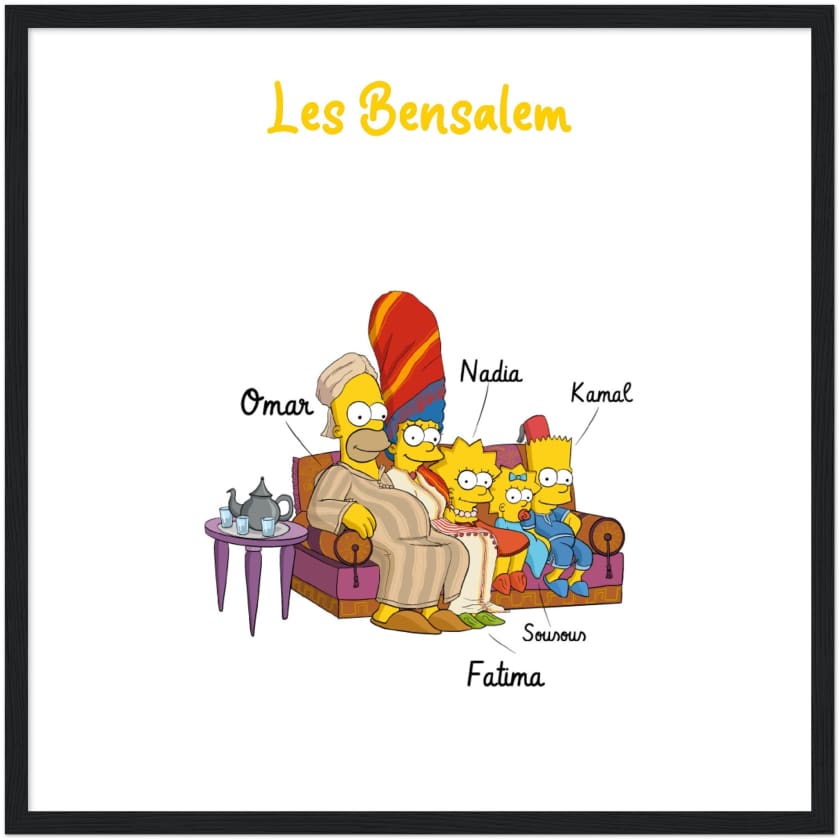 Cadeau personnalisé Famille Marocaine Cartoon tableau en