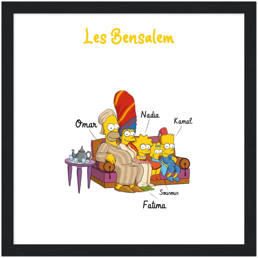 Cadeau personnalisé Famille Marocaine Cartoon tableau en