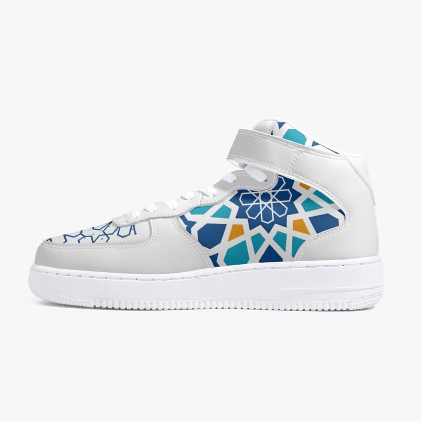 Chaussures de sport montantes en cuir Motif zellige fez |