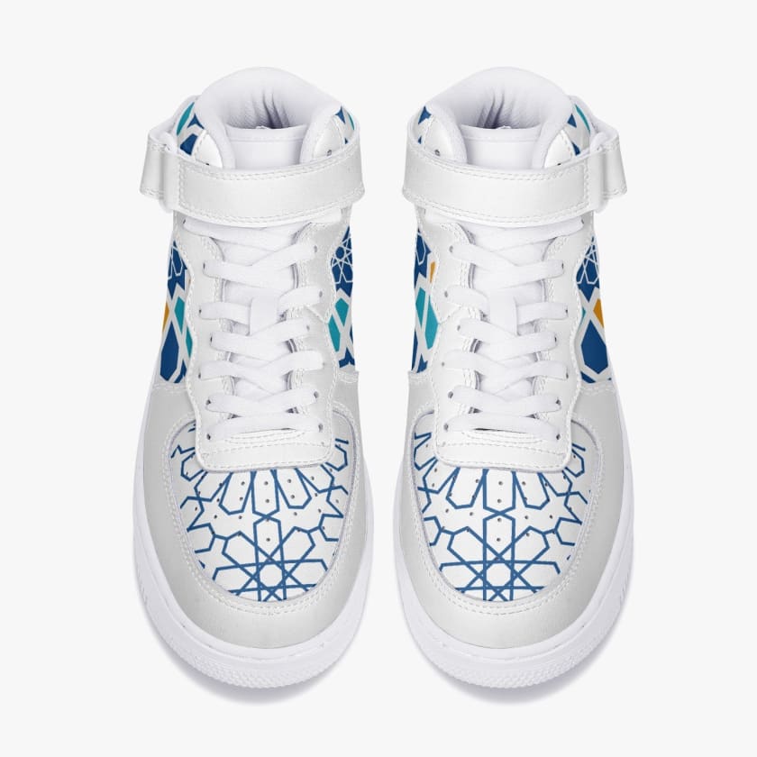 Chaussures de sport montantes en cuir Motif zellige fez |