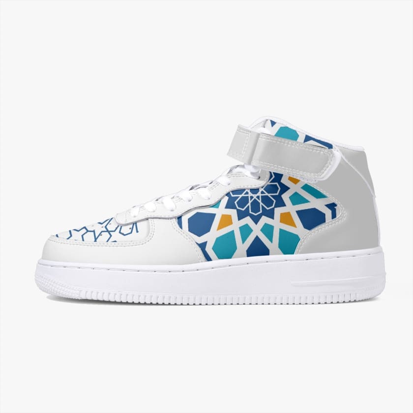 Chaussures de sport montantes en cuir Motif zellige fez |