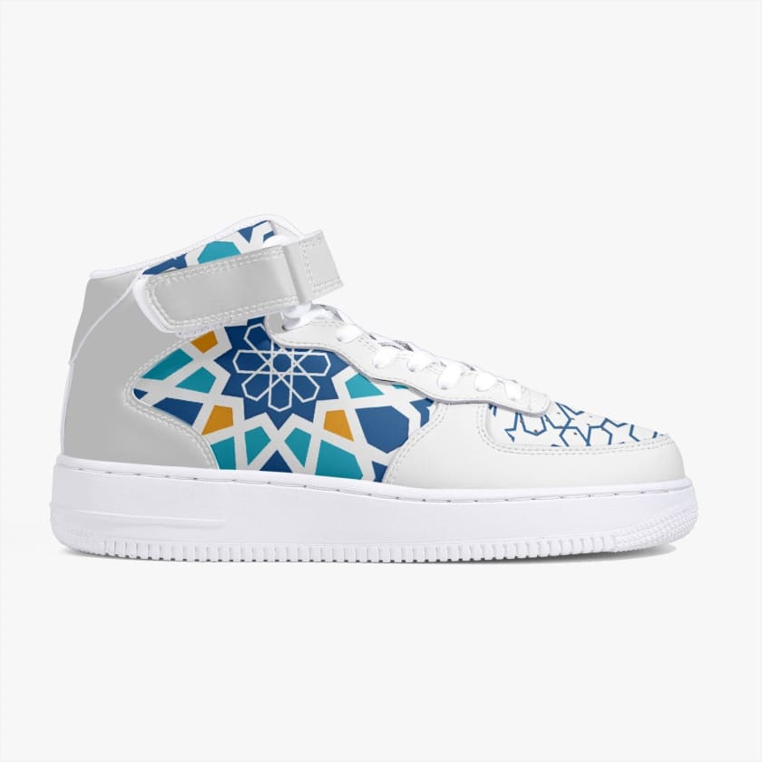 Chaussures de sport montantes en cuir Motif zellige fez |