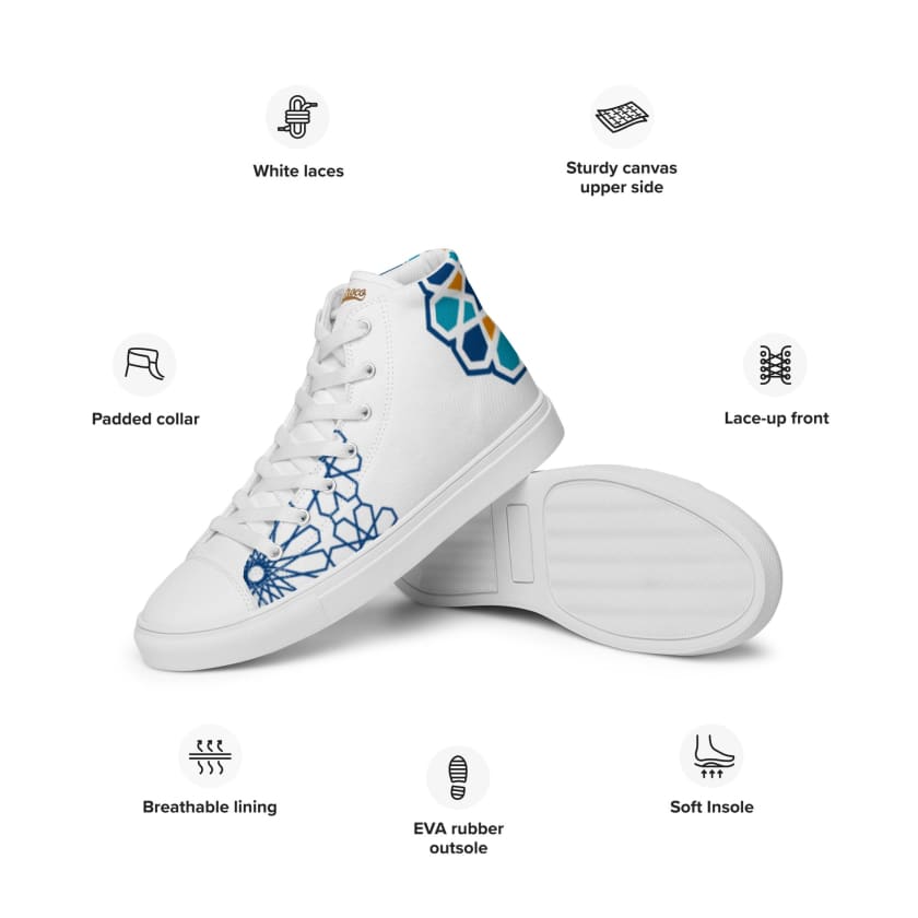 Chaussures Motif Zellige Marocain en toile haut de gamme