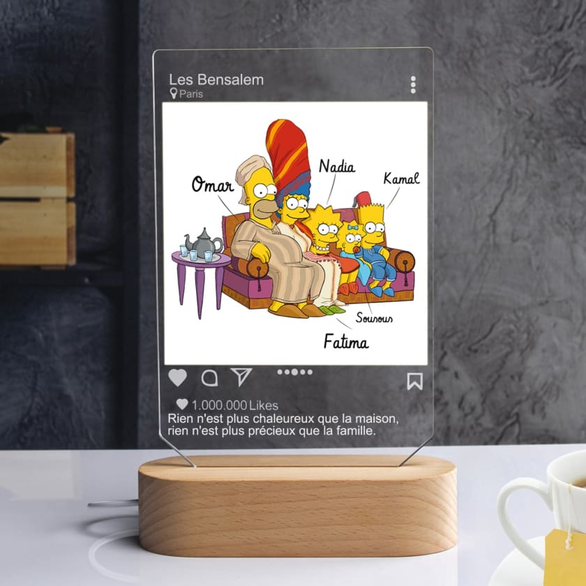 Lampe Instagram à LED personnalisé Famille Cartoon Marocaine