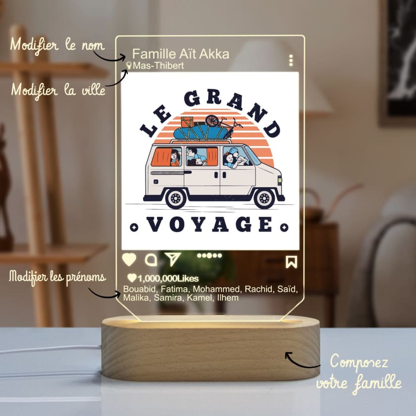 Lampe Instagram Famille Maghrébine en voiture personnalisé |