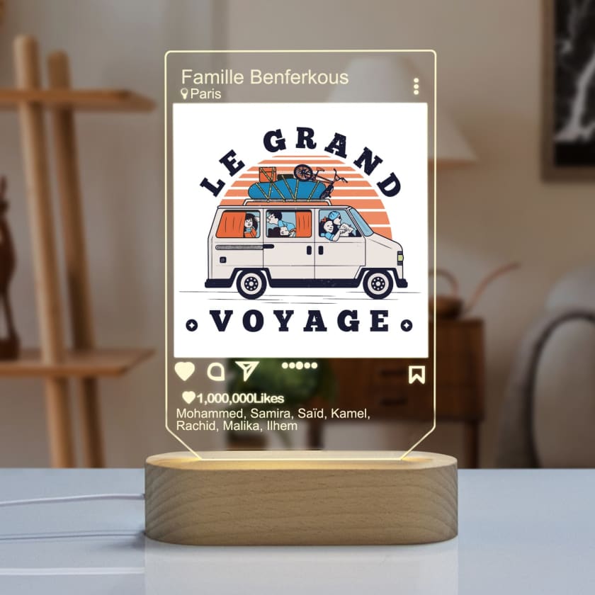 Lampe Instagram Famille Maghrébine en voiture personnalisé |