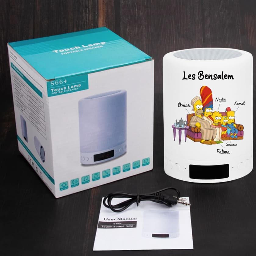 Lampe LED portable cylindrique personnalisée Famille cartoon