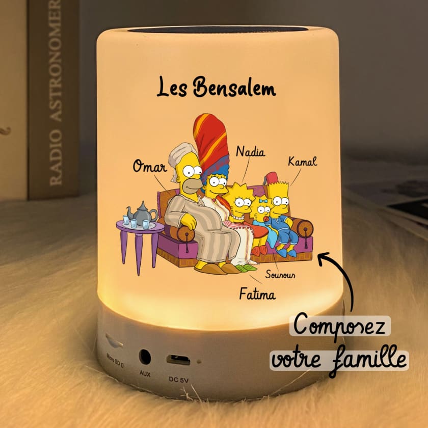 Lampe LED portable cylindrique personnalisée Famille cartoon
