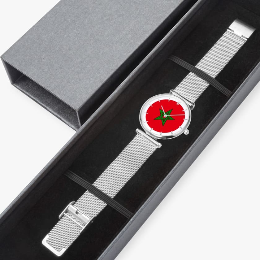 Montre Drapeau Maroc à quartz élégante et ultra-mince |