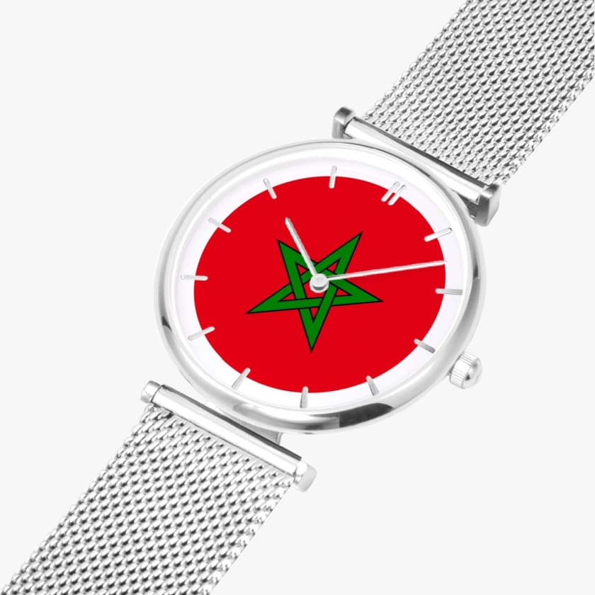 Montre Drapeau Maroc à quartz élégante et ultra-mince |