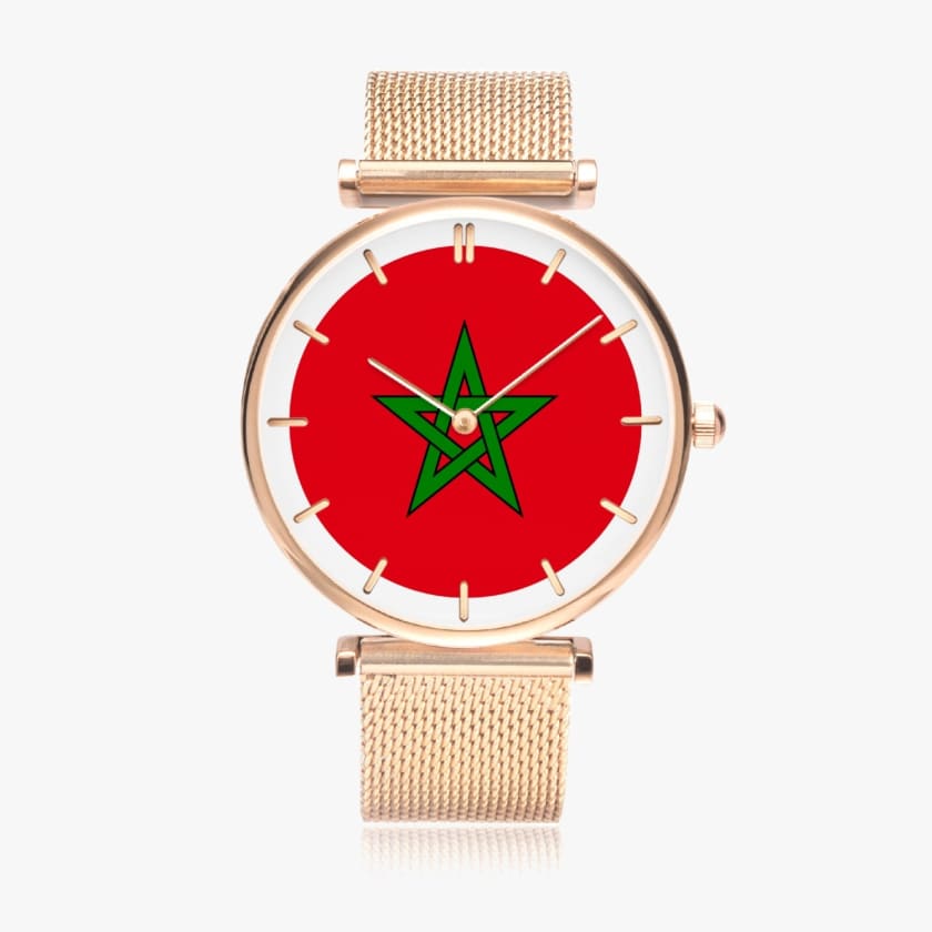 Montre Drapeau Maroc à quartz élégante et ultra-mince |