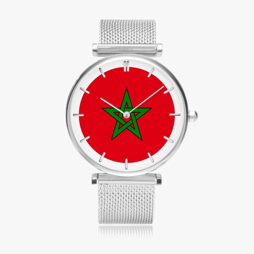 Montre Drapeau Maroc à quartz élégante et ultra-mince |