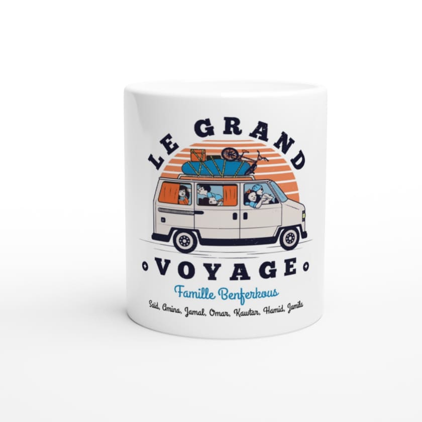 Mug Famille Maghrébine en voiture personnalisé voyage au