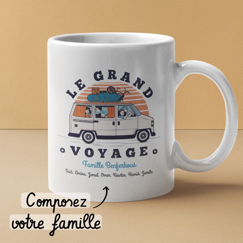 Mug Famille Maghrébine en voiture personnalisé voyage au