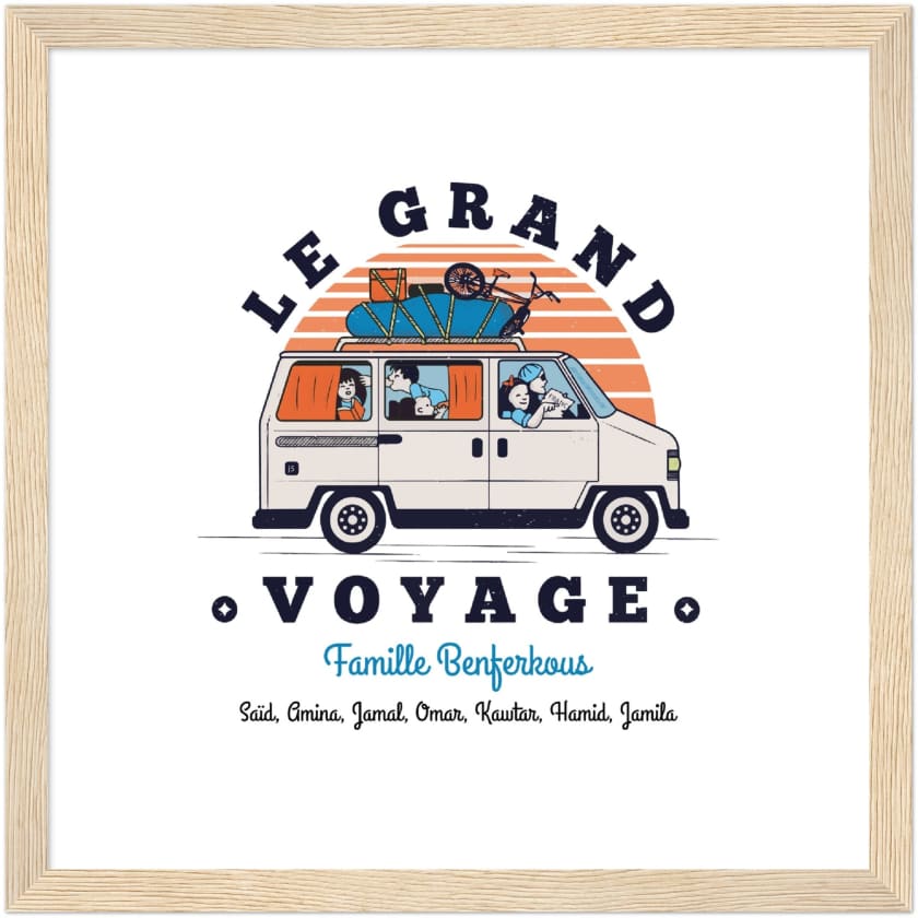 Poster personnalisé Le Grand Voyage au Bled encadré en bois