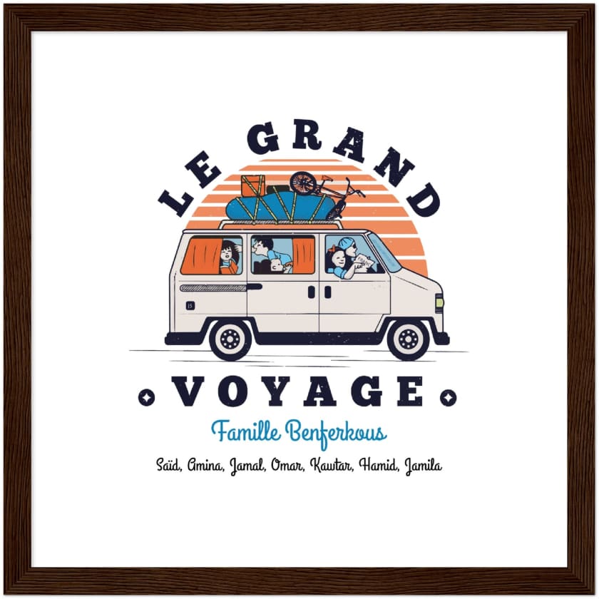 Poster personnalisé Le Grand Voyage au Bled encadré en bois