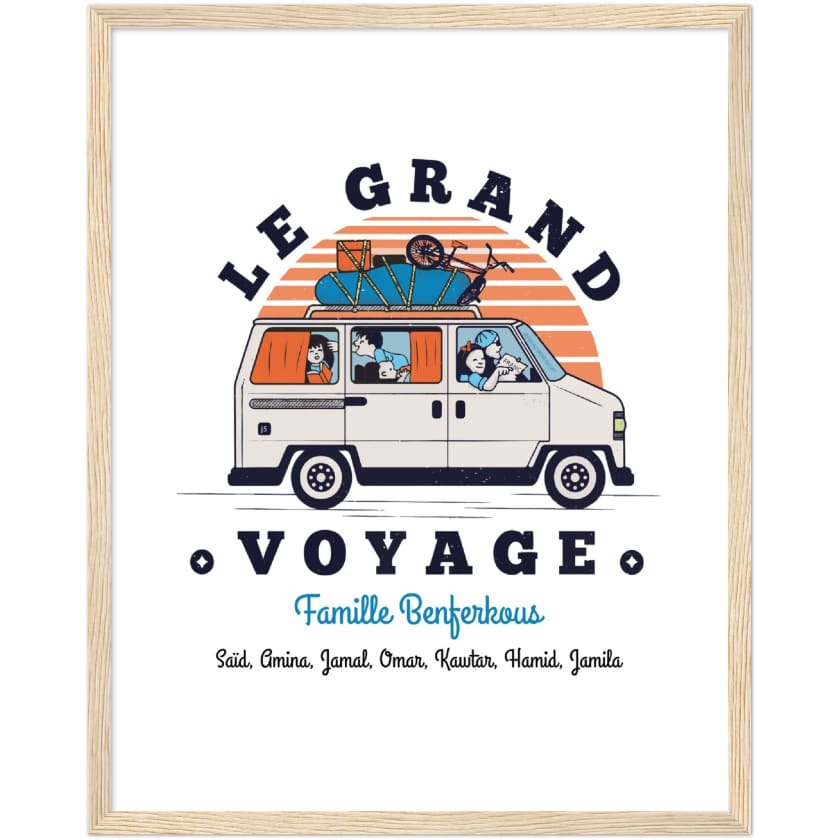Poster personnalisé Le Grand Voyage au Bled encadré en bois