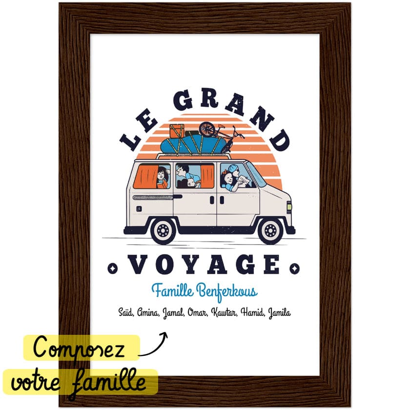 Poster personnalisé Le Grand Voyage au Bled encadré en bois