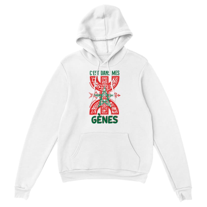 Sweat à Capuche Bérbère c’est dans mes gènes - White / S - 