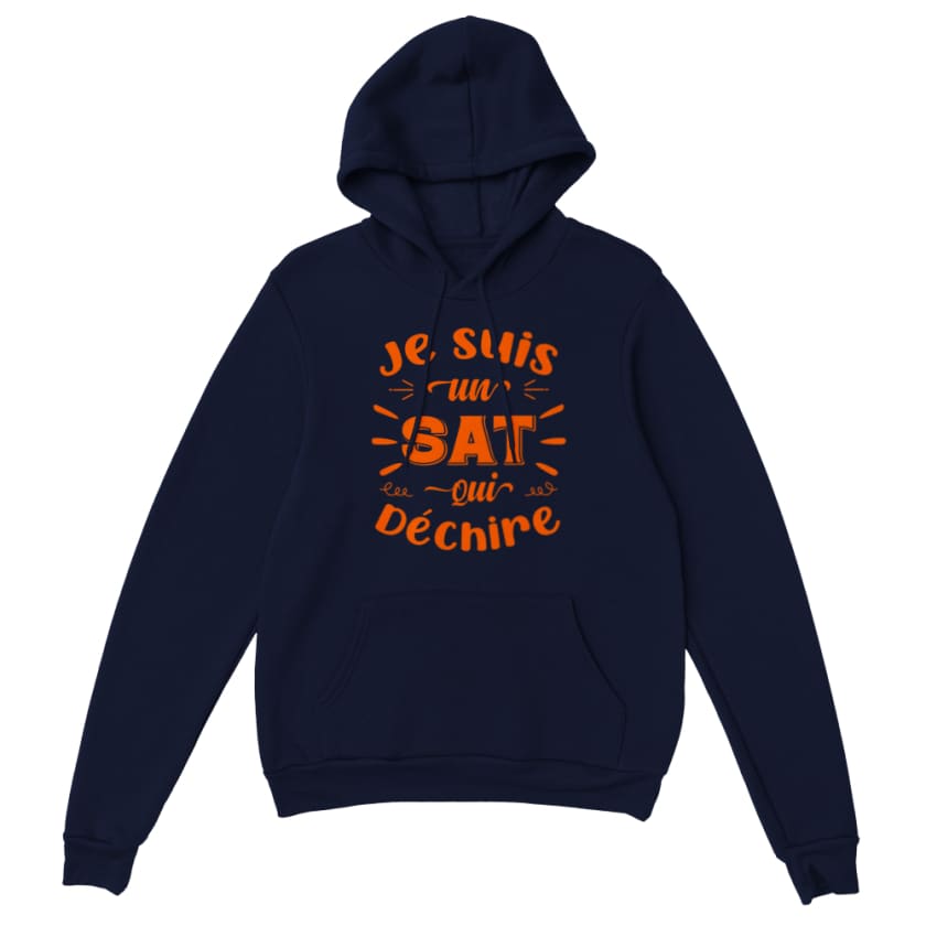 Sweat à capuche sat je suis un sat qui déchire - Navy / S - 
